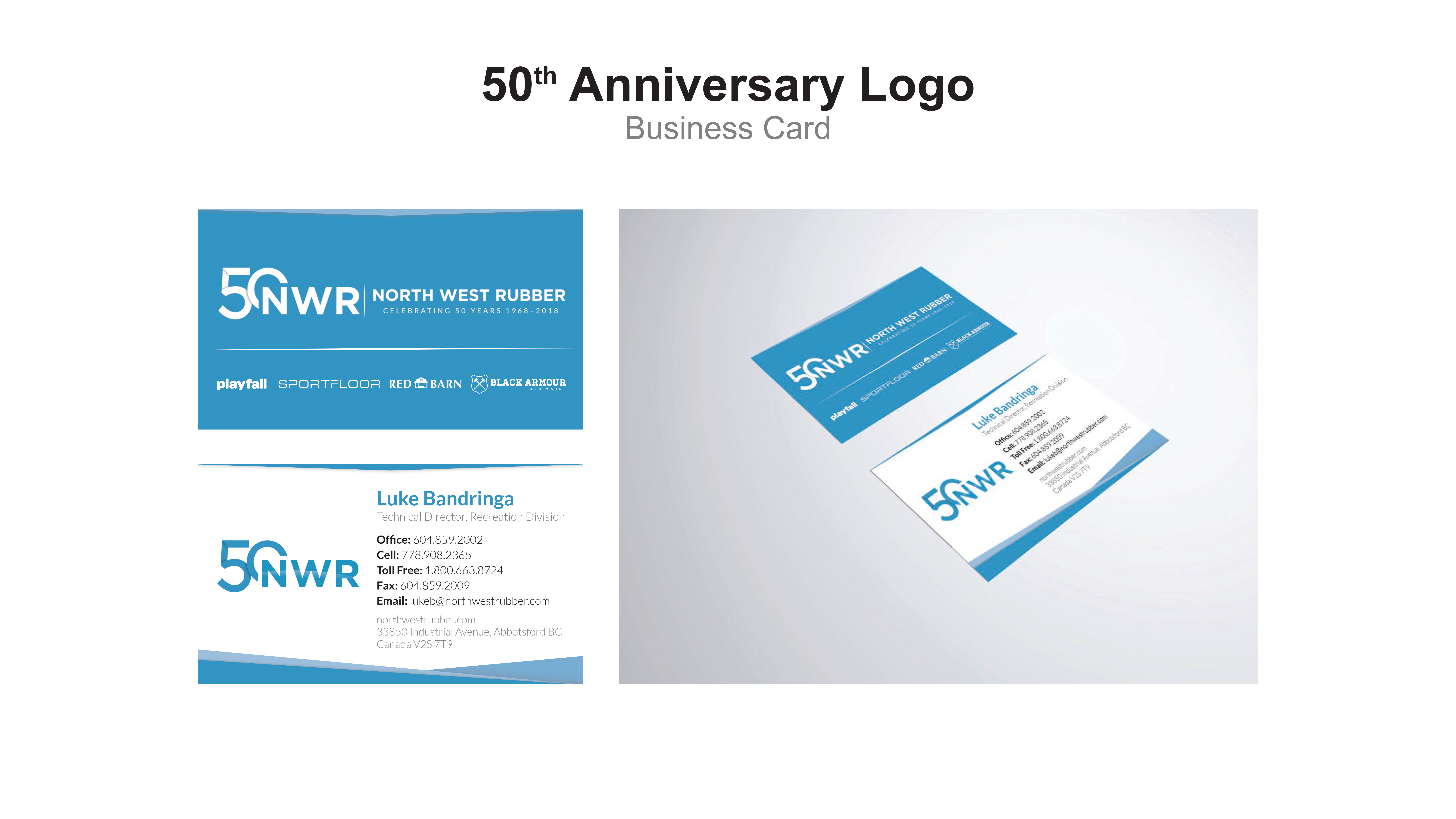 North West Rubber - 50 years business card design